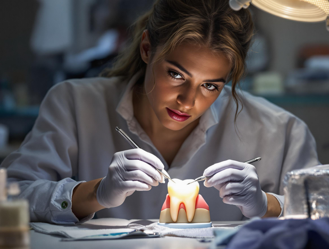 치과의사가 수련하는 모습