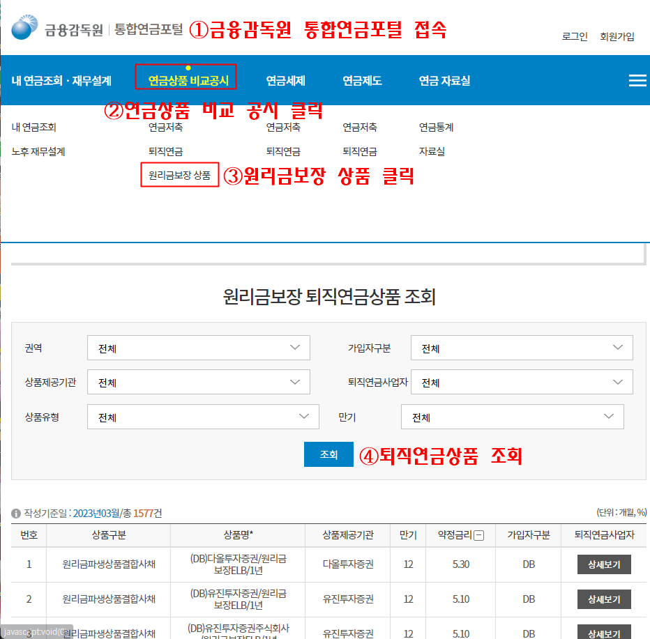 금융감독원 통합연금포털