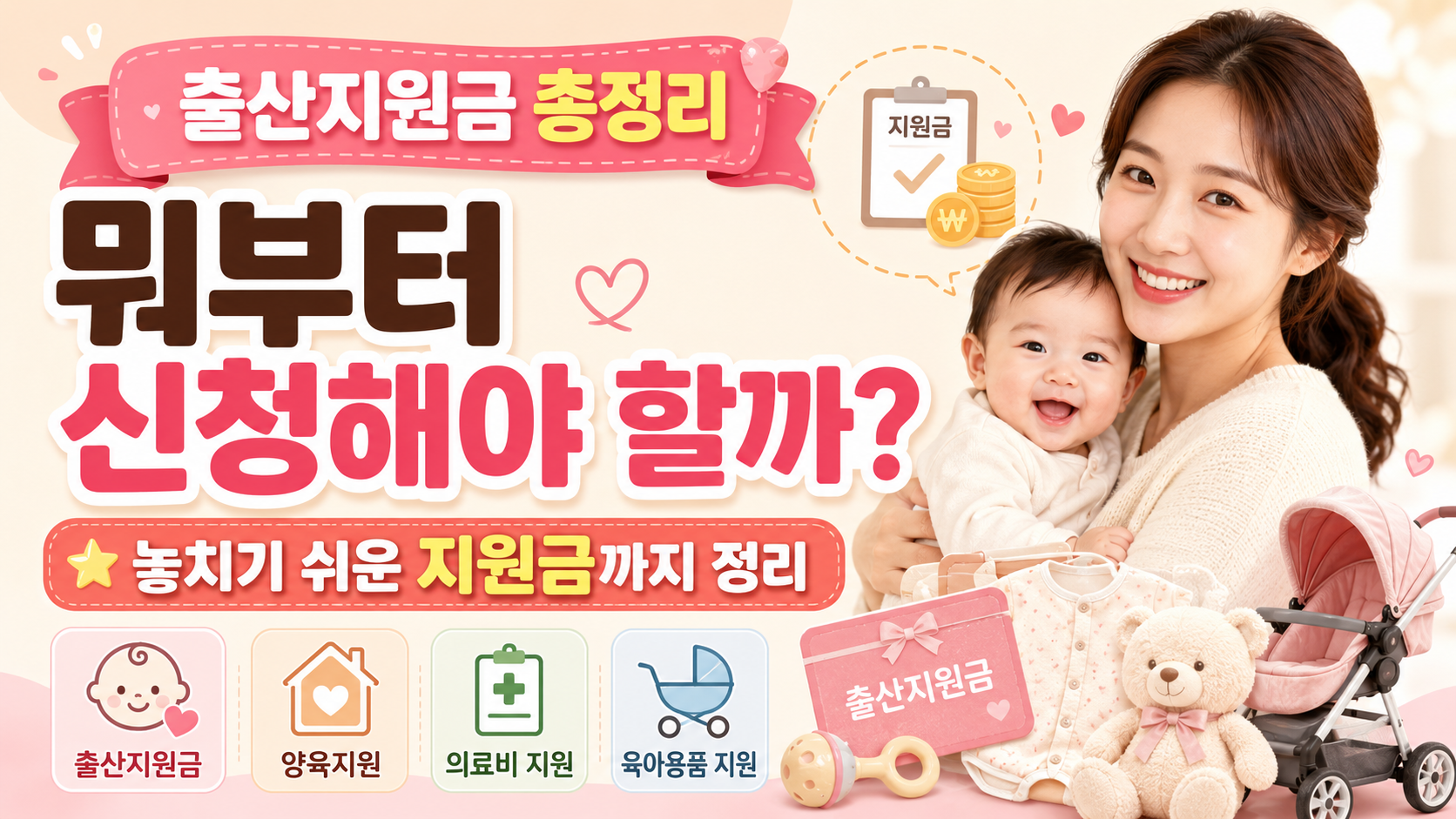 출산지원금 종류와 신청방법 설명 이미지