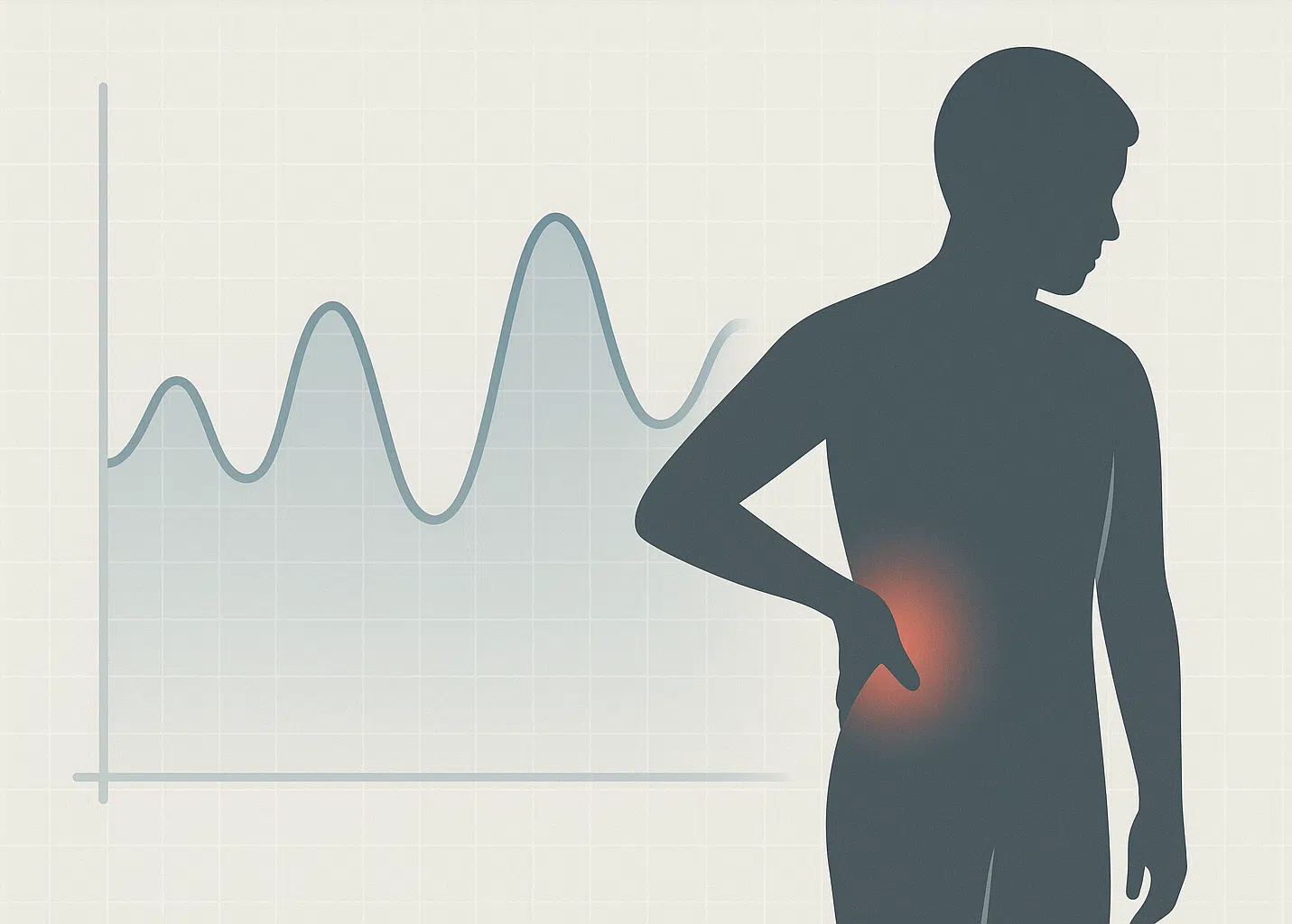 파도치는 듯한 옆구리 통증 곡선 그래프
