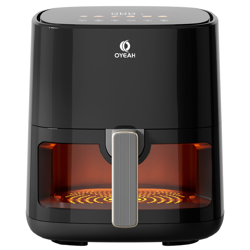 OYEAH 저소음 에어프라이어 5.0L 시각화 대용량, 블랙