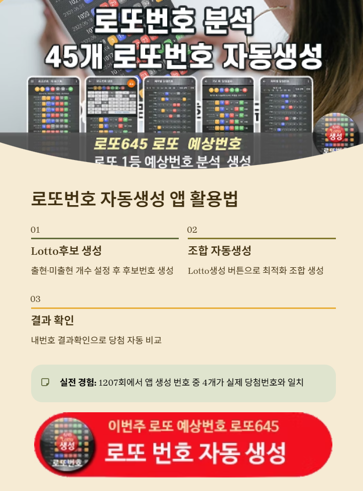 로또번호 자동생성 - 당첨번호 추첨결과 통계 및 예상번호 자동 생성