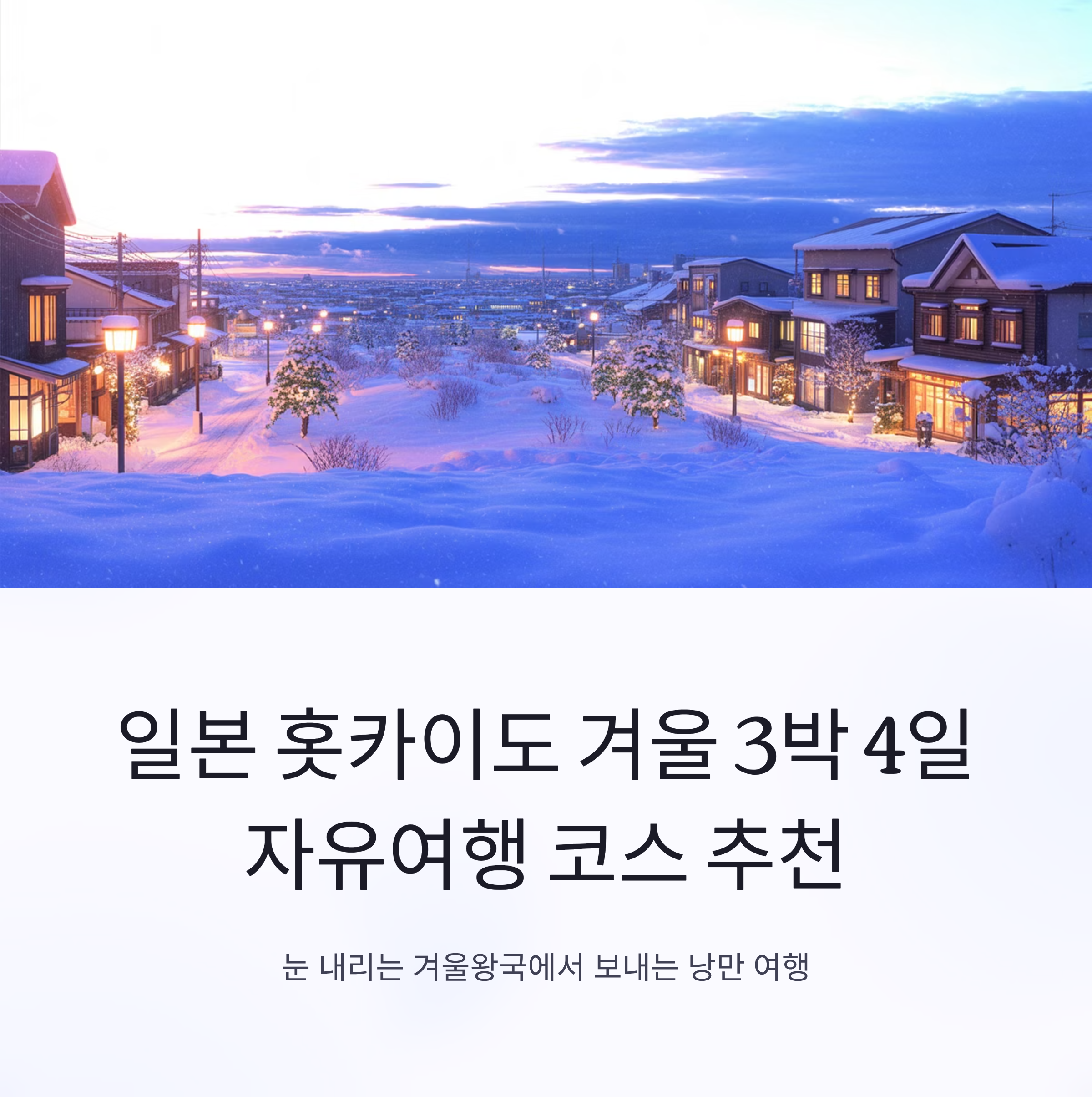 일본 홋카이도 겨울 3박 4일 자유여행 코스 추천해요