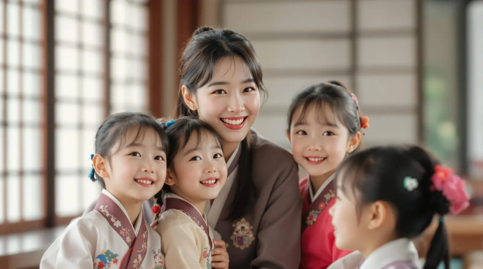 한복을 입은 어린이집 선생님