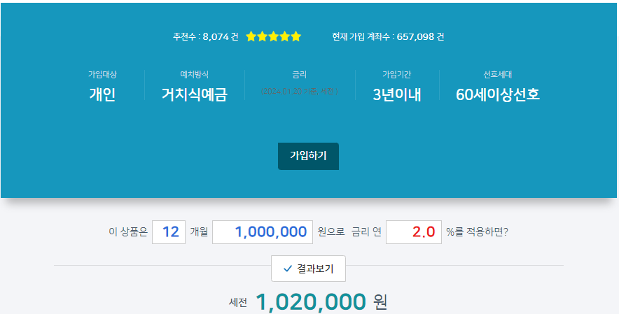 정기예금 금리 높은 은행