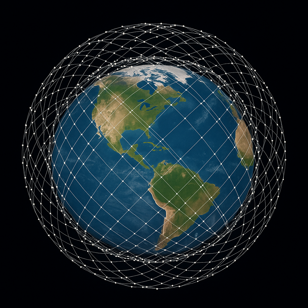 스타링크 저궤도 위성 네트워크 개념도
