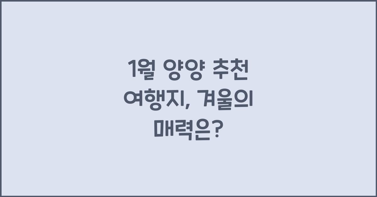 1월 양양 추천 여행지