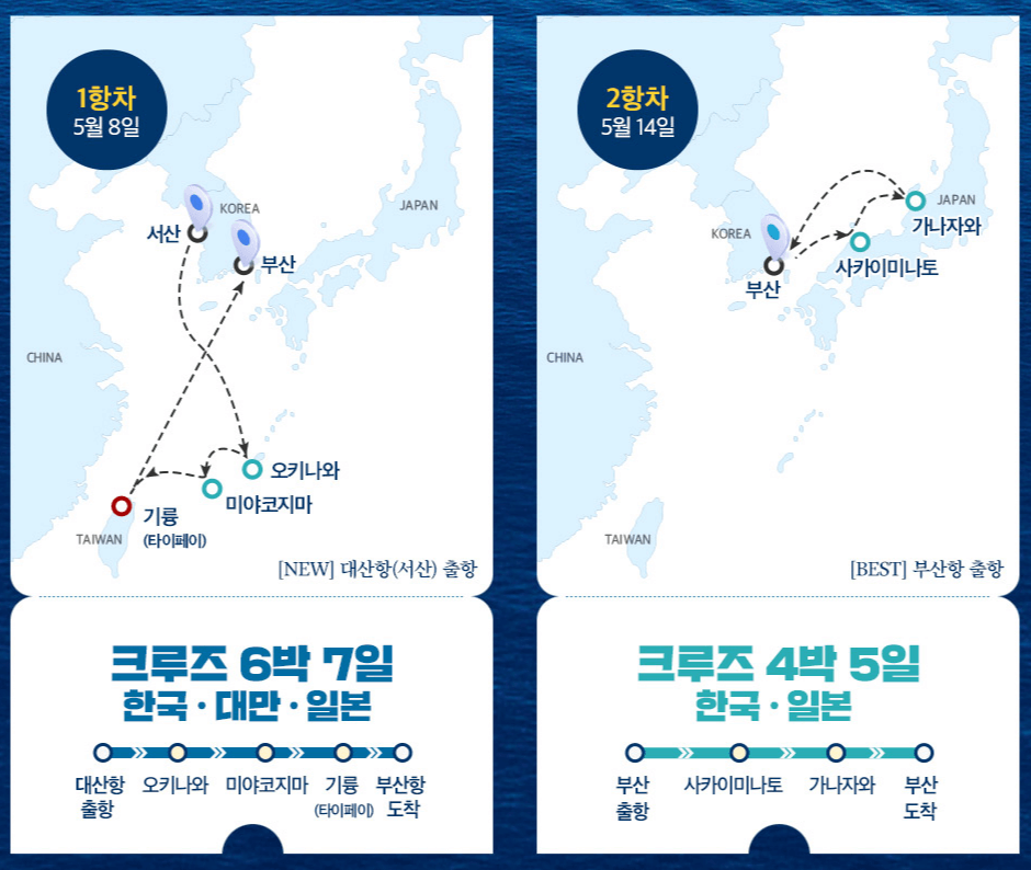 크루즈 일정 지도