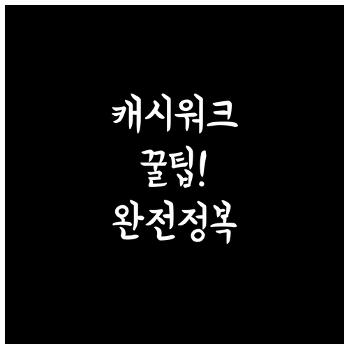 현금처럼 쓰는 캐시워크 설치 방법과 ..