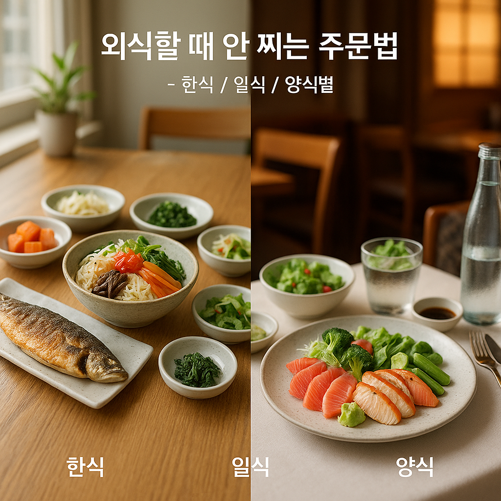 1.외식할 때 안 찌는 주문법
&ndash; 한식/일식/양식별