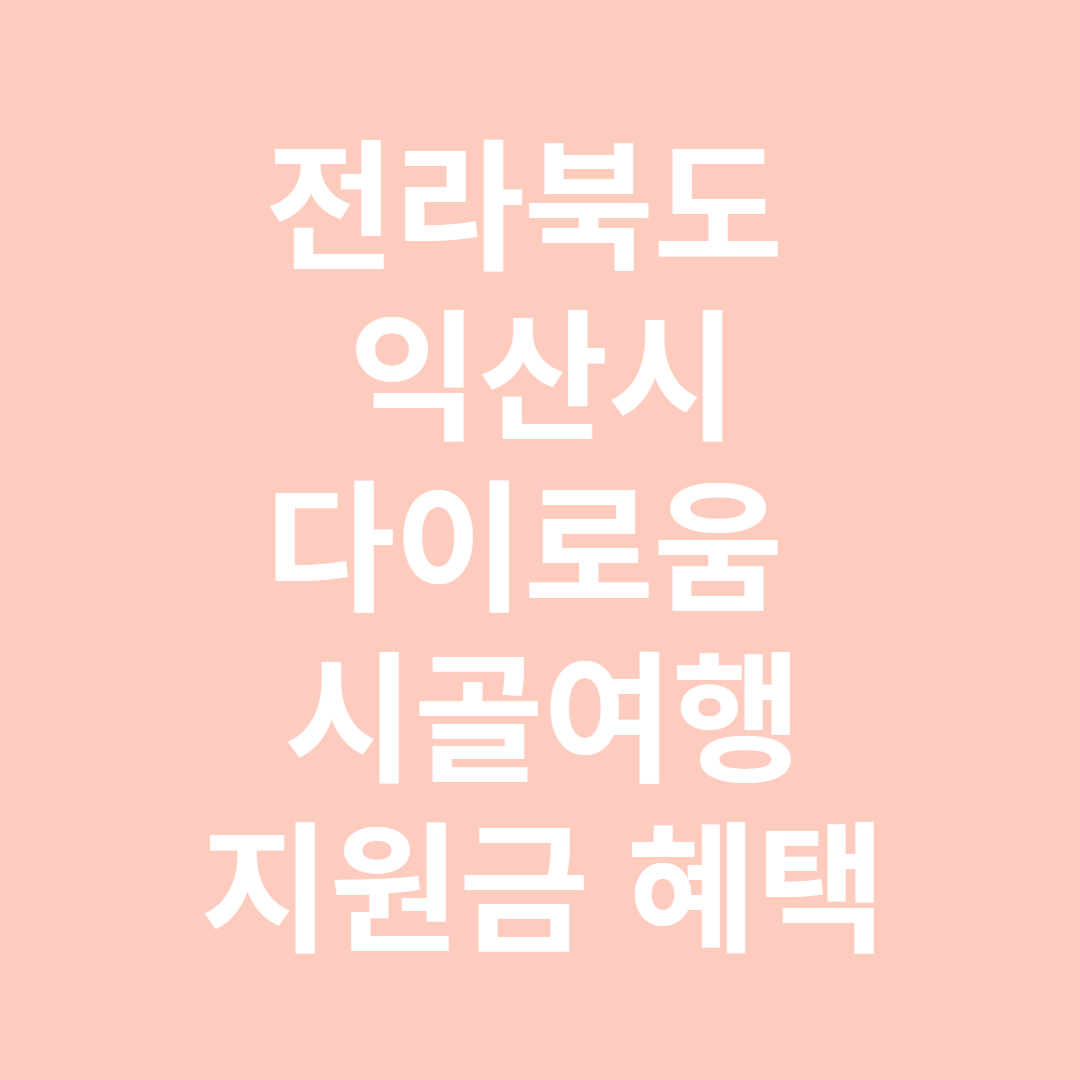 전라북도 익산시 다이로움 시골여행 지원금 혜택