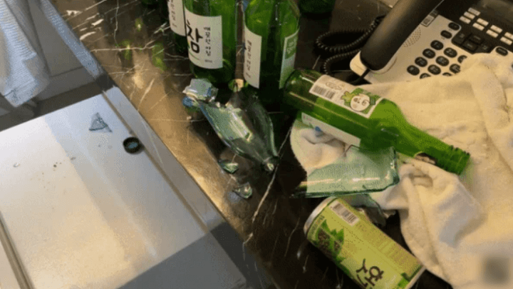 모텔객실-미성년자-난동-현장사진-술