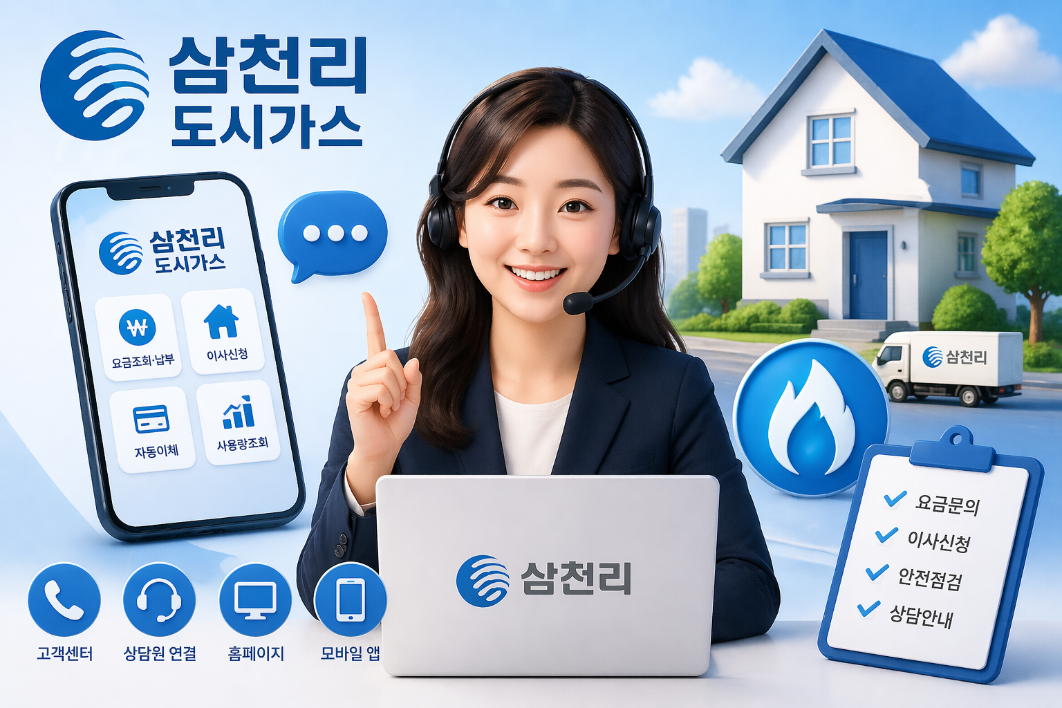 삼천리 도시가스 고객센터 전화번호 상담원 연결 방법 총정리 (이사&middot;요금조회&middot;앱까지 한번에) 관련 사진