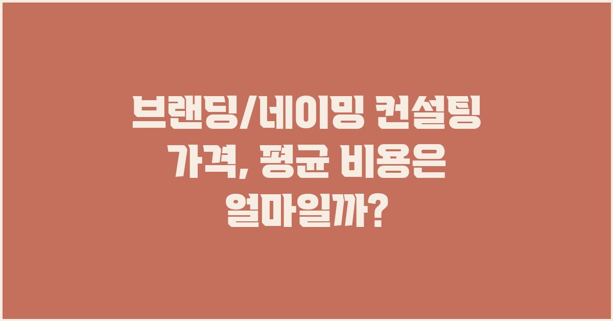 브랜딩/네이밍 컨설팅 가격 금액 업체 평균 비용