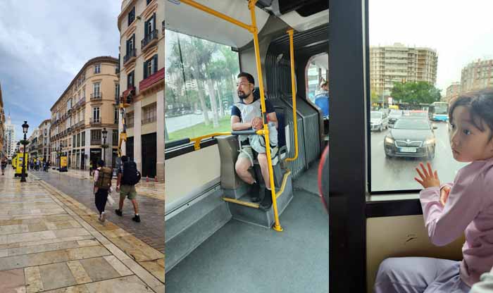 비오는 말라가 시내를 걸어서, 말라가 공항으로 가는 공항버스 안에서.