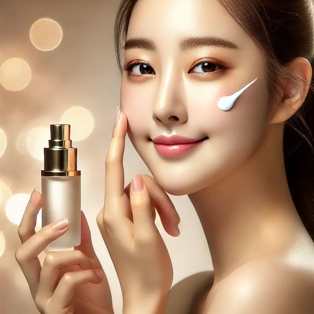 콜라겐과 비타민 C로 피부 탄력을 높이는 과정을 표현한 고품질 이미지, 건강하고 탄력 있는 피부 강조