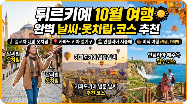 튀르키예 터키 10월 날씨 옷차림 추천 여행지