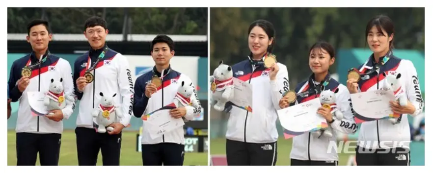 자카르타-팔렘방-아시안게임-양궁-컴파운드-남녀단체전-금메달