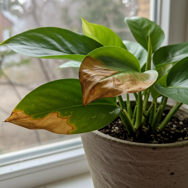 잎 끝 마름이 진행된 식물