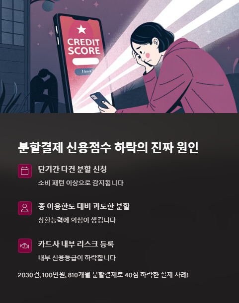 분할결제 신용점수 하락의 진찌 원인