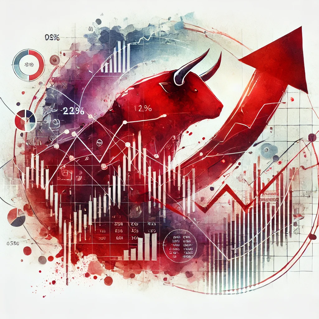 2025년 03월 12일 한국증시의 상승을 표현한 황소 이미지