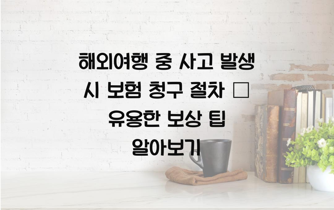 해외여행 중 사고 발생 시 보험 청구 절차 – 보상받는 꿀팁 공개