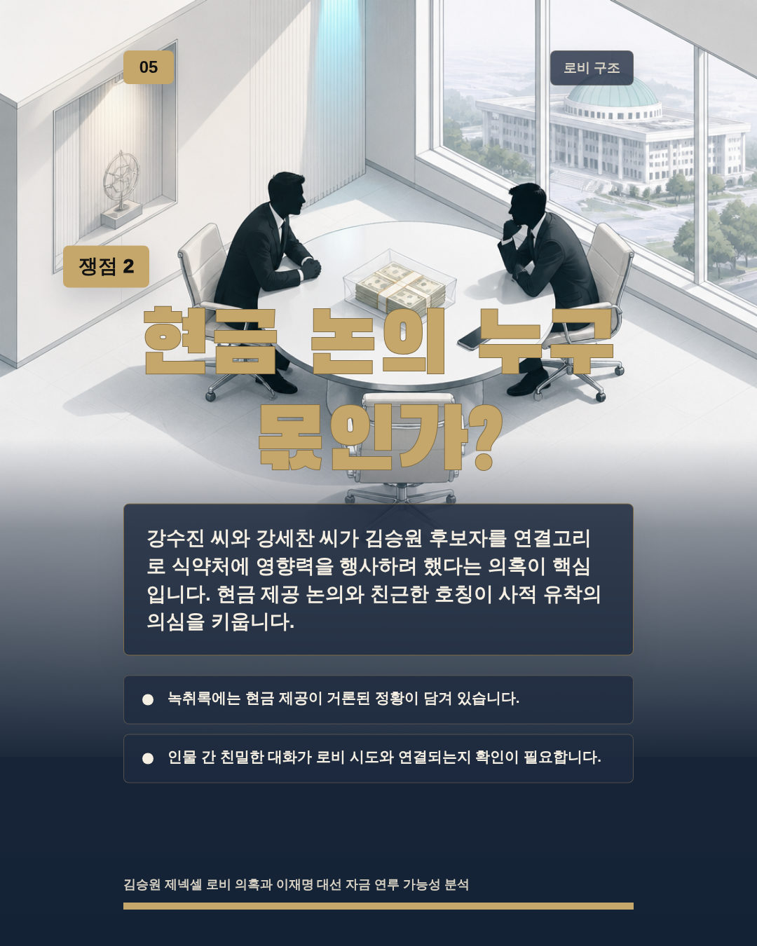 현금 논의 누구 몫인가?