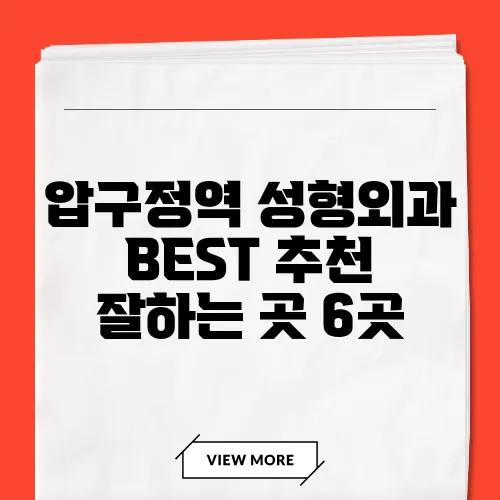 압구정역 성형외과 BEST 추천 잘하는 곳 6곳