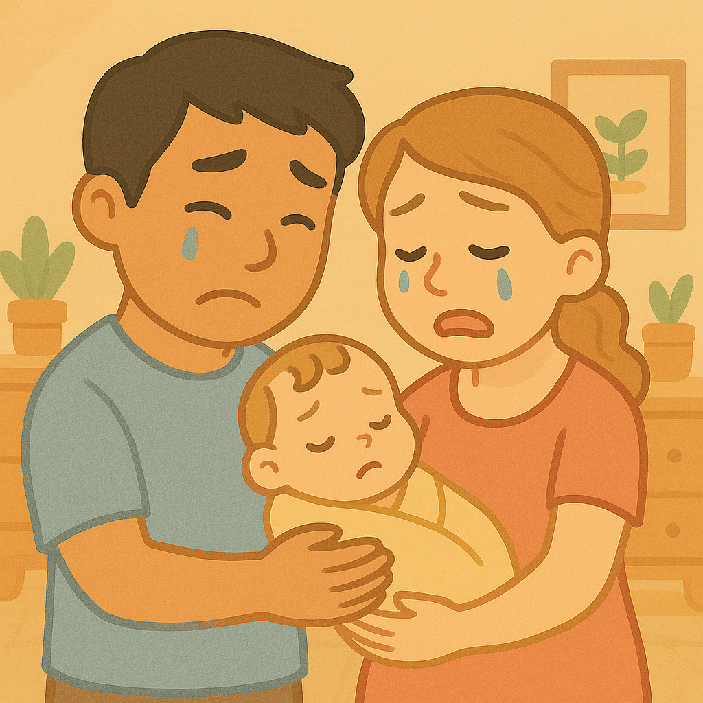 국제결혼 이혼으로 양육권 분쟁으로 울고 있는 가족