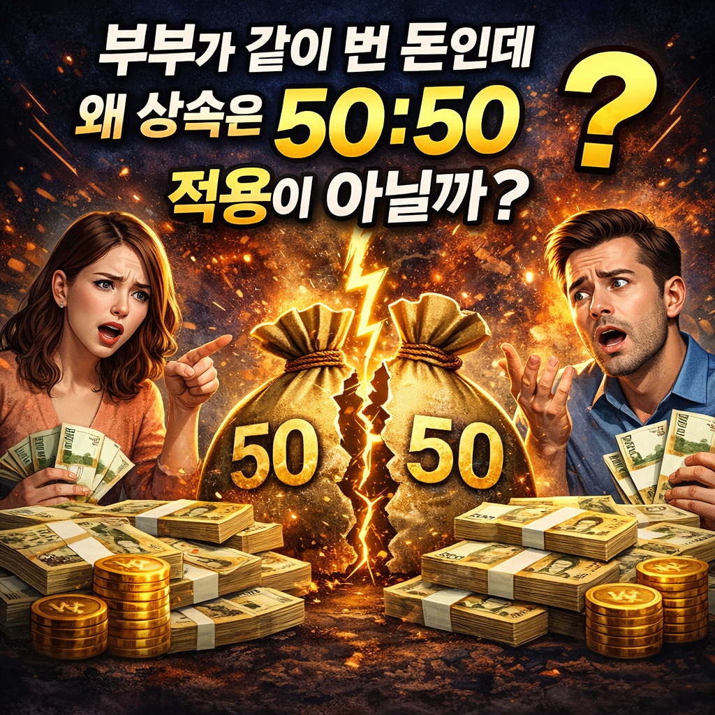 부부 공동재산인데 왜 상속은 기여도 50:50 적용이 아닐까?-이미지