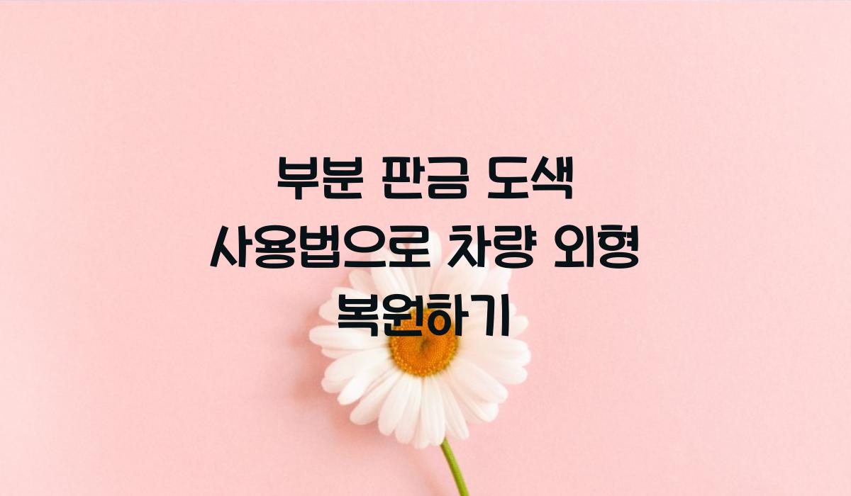 부분 판금 도색 사용법