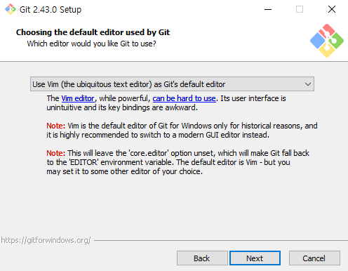 git 기본 에디터 선택