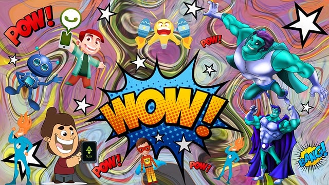 코믹스라고 쳐서 나온 사진인데... 정말 혼란스러운 사진이다. 여러 캐릭터들과 효과음들을 배치시켰는데 무슨 망한 음식 사진 느낌이다.