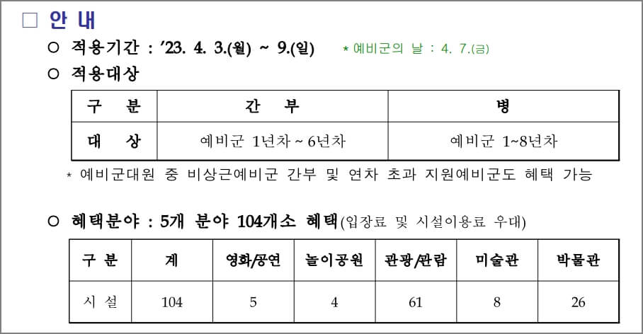 예비군의 날 문화혜택 행사