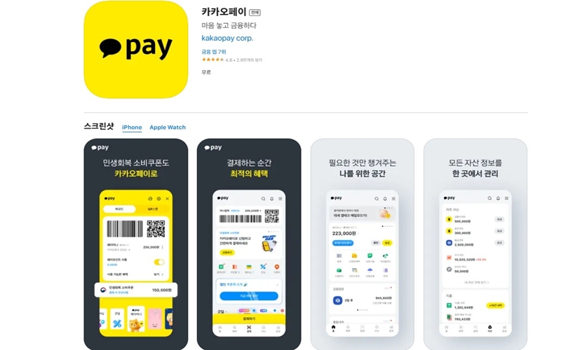 카카오페이 아이폰 버전 앱 설치 페이지