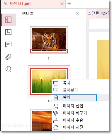 PDF 파일에서 특정 페이지 삭제