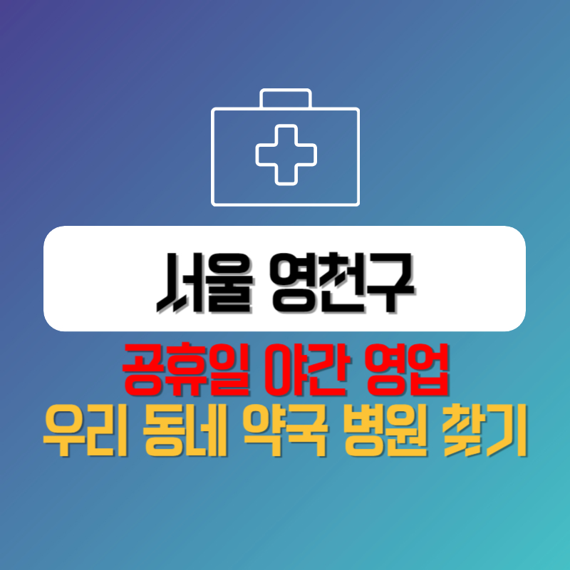 서울 영천구 공휴일 야간 영업 우리 동네 약국 병원 찾기