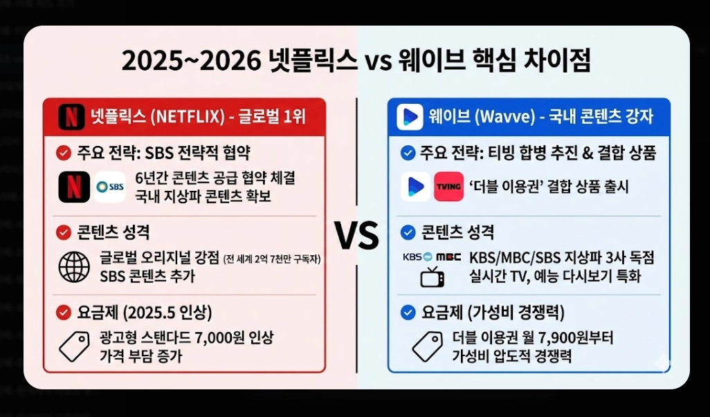 넷플릭스 vs 웨이브 콘텐츠 비교 완벽 가이드