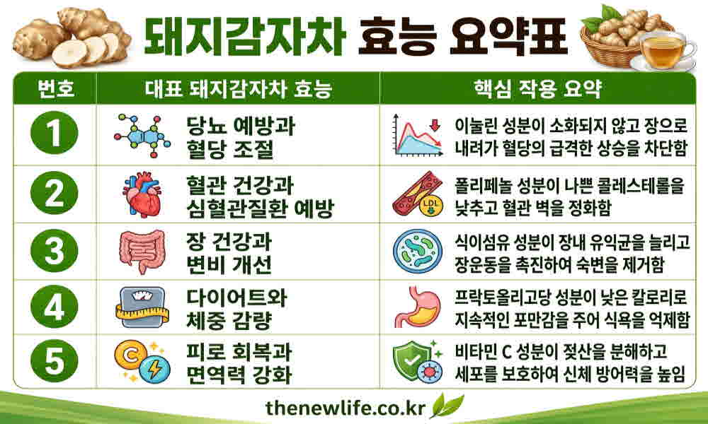 돼지감자차 효능 요약표