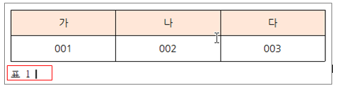 한글 캡션 설정 표번호 그림번호