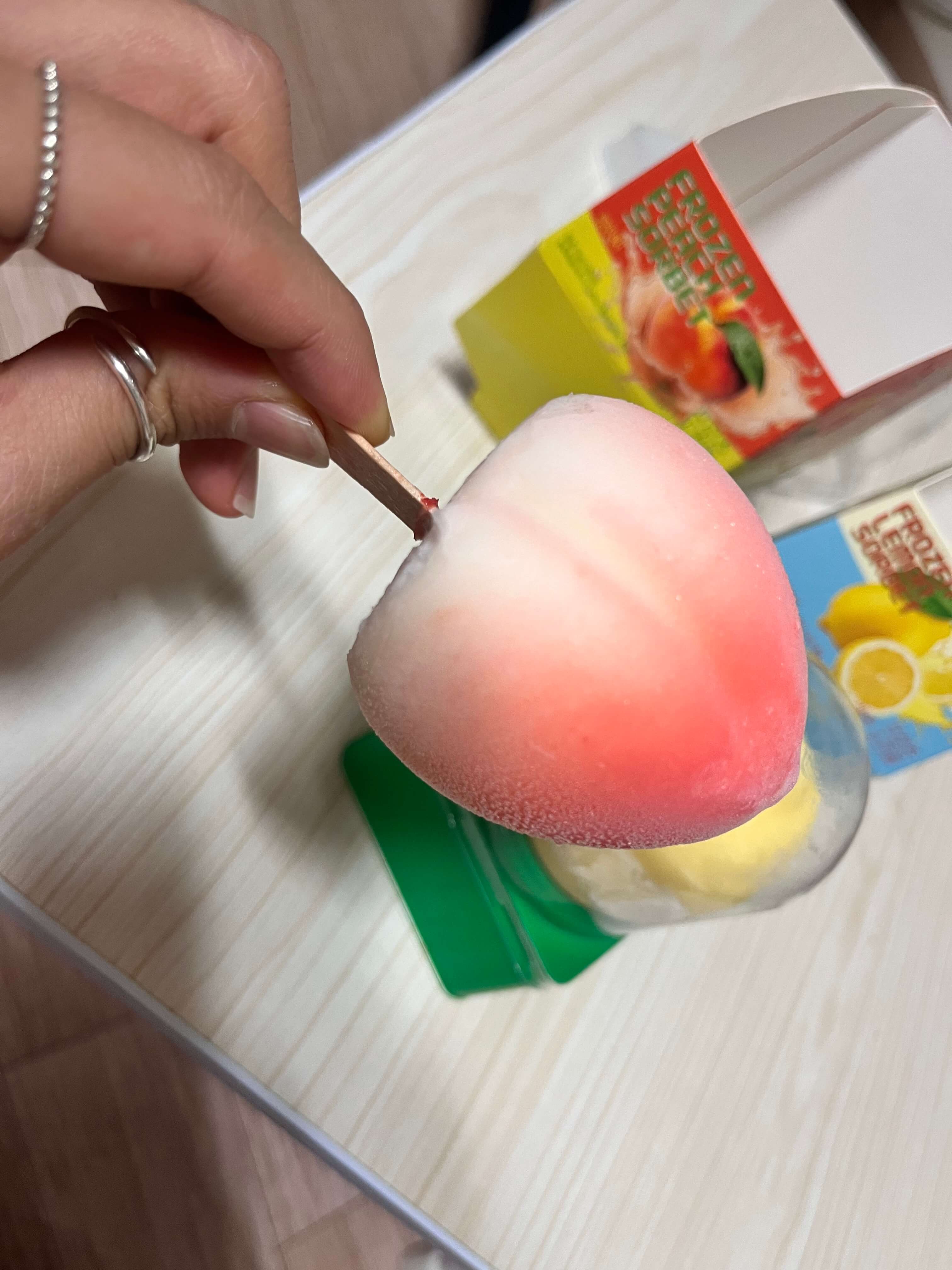 GS25 편의점 신상 프로즌 소르베 과일모양 아이스크림 피치 레몬 애플망고