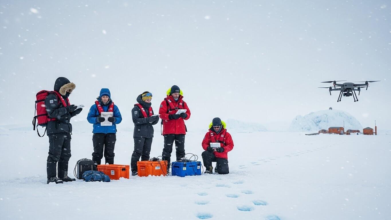 남극을 배경으로 한 직업 탐험기 관련 사진