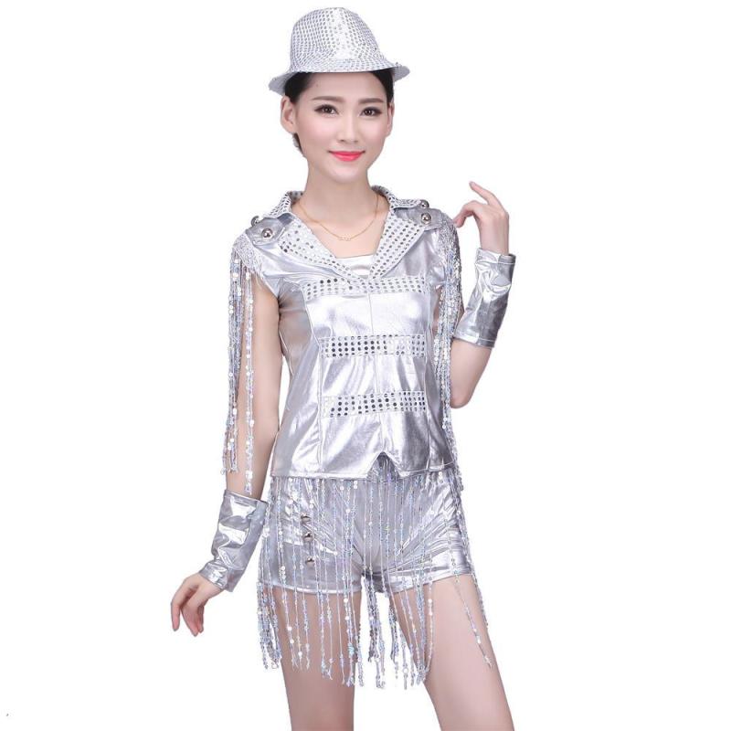 FANSYLI 여성 재즈 댄스복 세트 수술 상의 반바지 치어리딩 댄스복 W4A10
