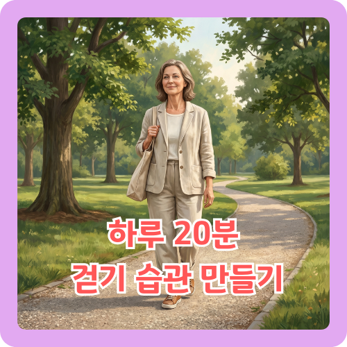 밝은 낮 시간에 편한 복장으로 동네 산책길을 가볍게 걷고 있는 일상형 걷기 습관 대표 이미지