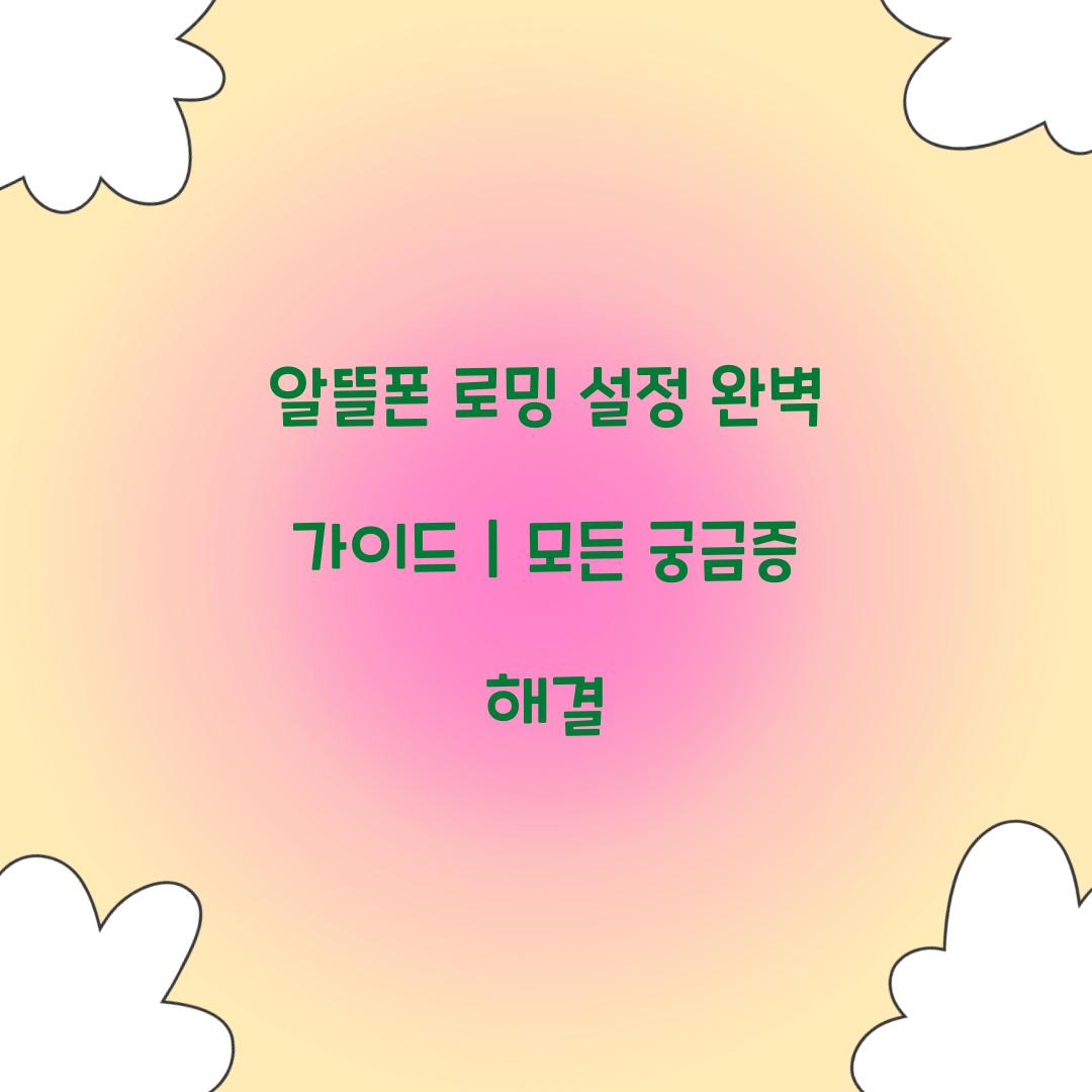 알뜰폰 로밍 설정