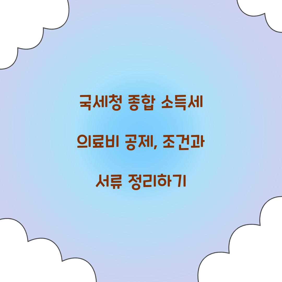 국세청 종합 소득세 의료비 공제 조건과 제출 서류