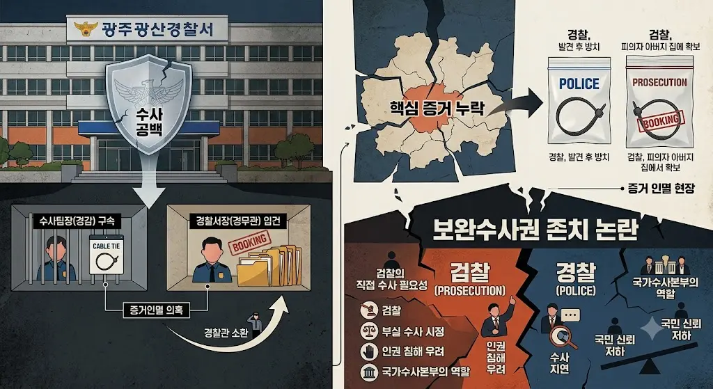 장윤기 사건 광주 광산경찰서 경찰관 소환과 수사팀장 구속 경찰서장 입건 및 보완수사권 논란
