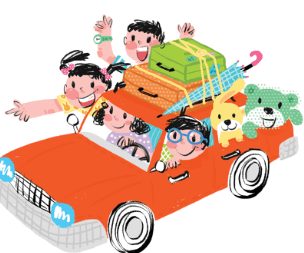 자동차 구매 후 여행을 떠나는 가족