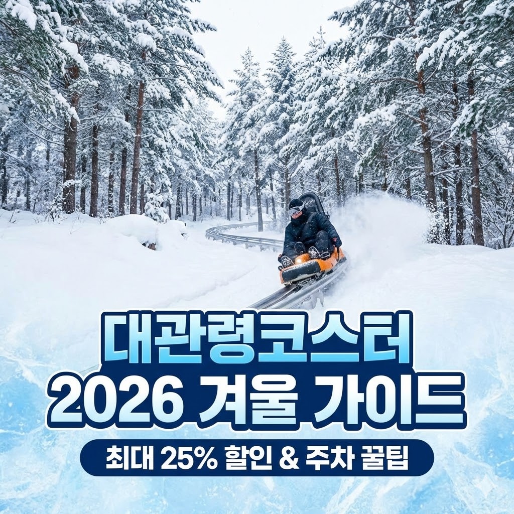 2026년 겨울 시즌 대관령 알파인코스터(알펜시아) 요금표, 할인 방법, 추천 주차 위치 및 방한 준비물 요약 이미지