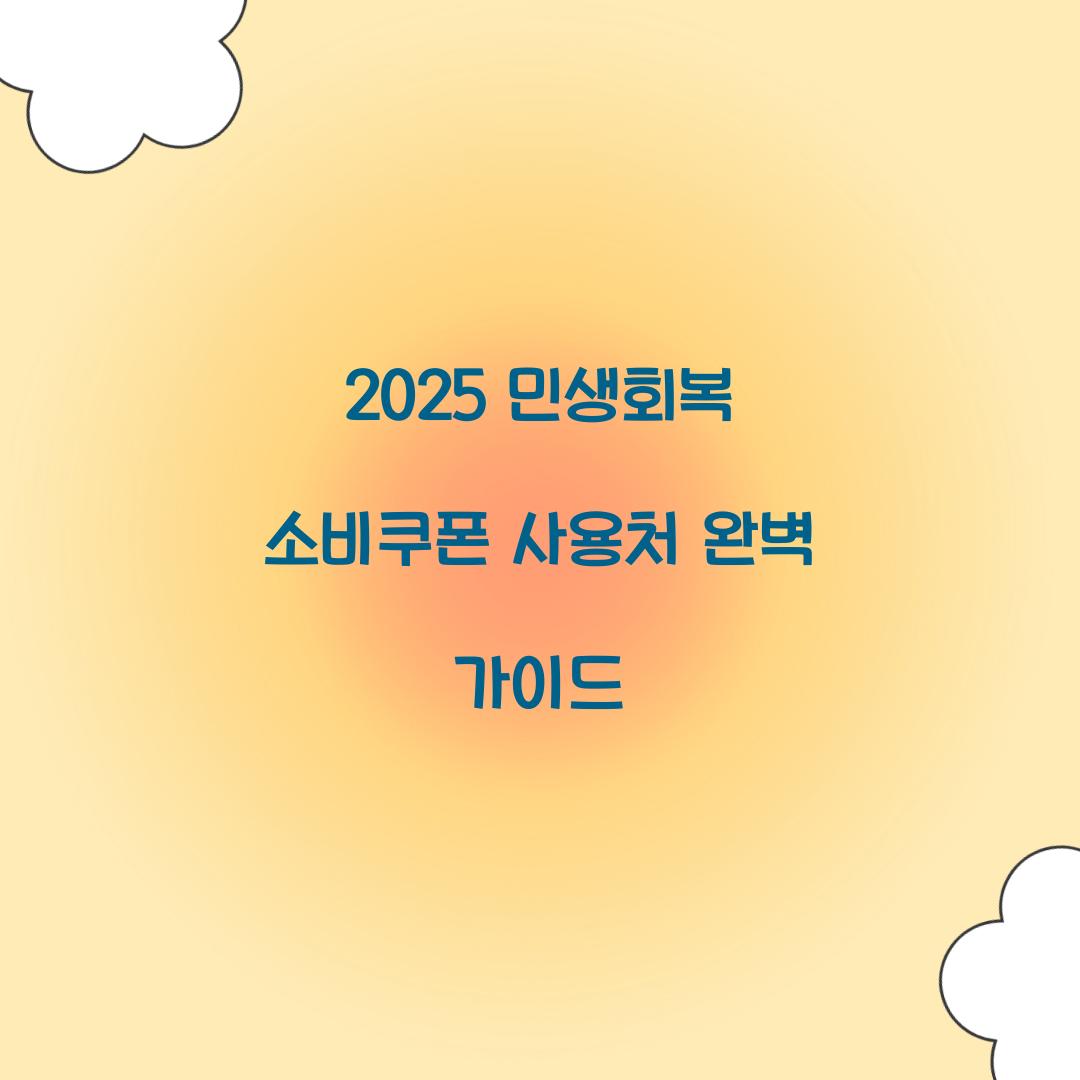 2025 민생회복 소비쿠폰 사용처